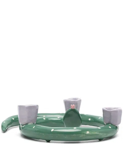Laetitia Rouget Sneaky Dots Candle Holder In Khaki/lilac