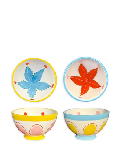 Laetitia Rouget Starfish-print Bowls (set Of Two) In Multi