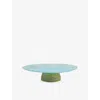 Laetitia Rouget Turquoise Yellow Footed Glass Cakestand And Bowl