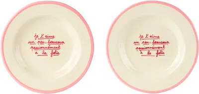 Laetitia Rouget White 'je T'aime, À La Folie' Plate Set In Multi