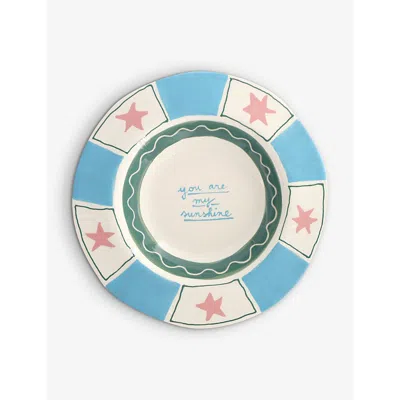Laetitia Rouget You Are My Sunshine Hand-painted Stoneware Dinner Plate 26cm In Blue