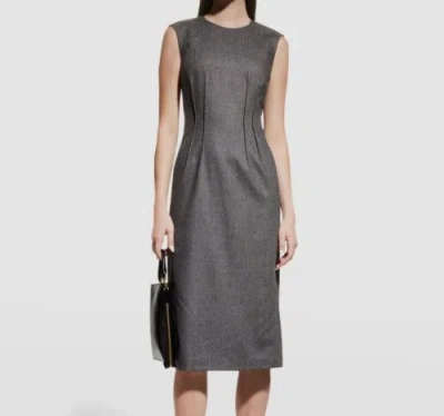 Pre-owned Lafayette 148 $1199  York Women Gray Wool Sleeveless Sheath Midi Dress Size 6