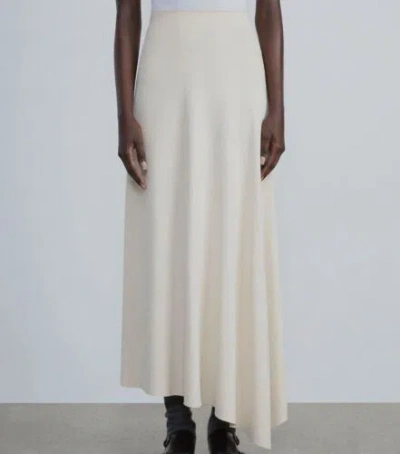 Pre-owned Lafayette 148 $1298  Women's Beige Knit Asymmetric Godet Midi Skirt Size Xs