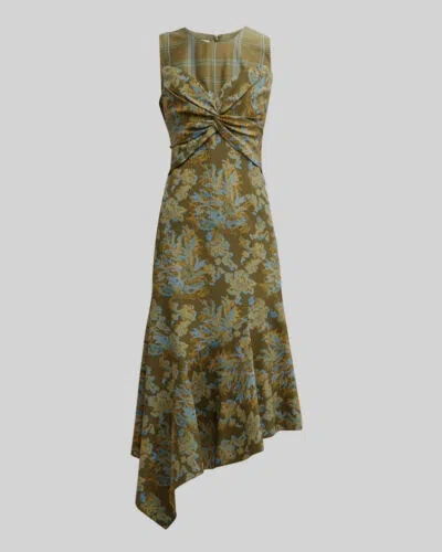 Pre-owned Lafayette 148 $1698  York Women's Green Twist Silk Asymmetric Dress Size 10