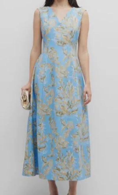 Pre-owned Lafayette 148 $1998  York Women's Blue Sleeveless Floral Maxi Dress Size 10