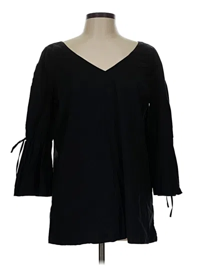Pre-owned Lafayette 148 3/4 Sleeve Blouse In Black