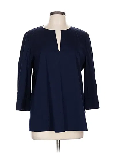 Pre-owned Lafayette 148 3/4 Sleeve Blouse In Blue