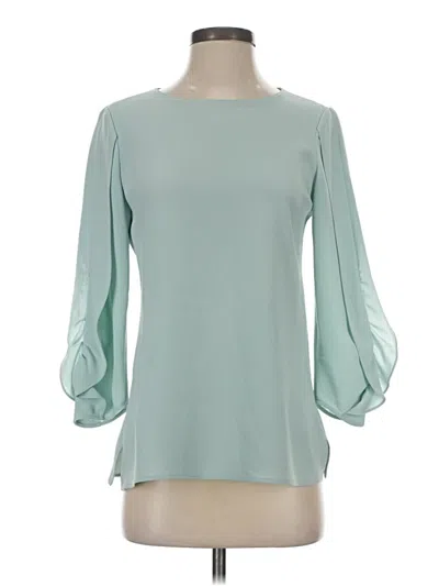 Pre-owned Lafayette 148 3/4 Sleeve Blouse In Blue