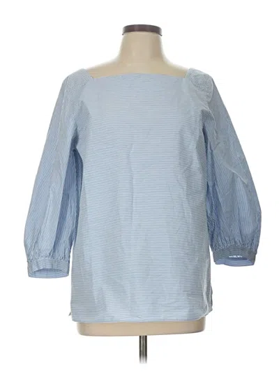 Pre-owned Lafayette 148 3/4 Sleeve Blouse In Blue