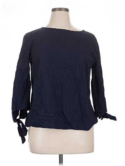 Pre-owned Lafayette 148 3/4 Sleeve Blouse In Blue
