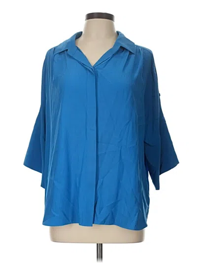 Pre-owned Lafayette 148 3/4 Sleeve Blouse In Blue