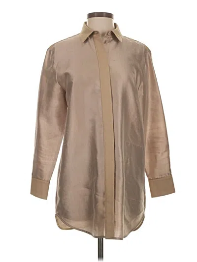 Pre-owned Lafayette 148 3/4 Sleeve Blouse In Brown