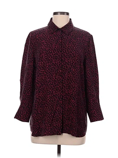 Pre-owned Lafayette 148 3/4 Sleeve Blouse In Burgundy