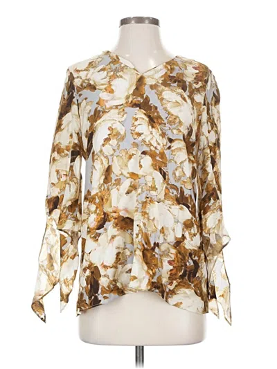 Pre-owned Lafayette 148 3/4 Sleeve Blouse In Gold