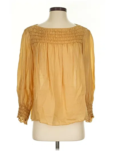 Pre-owned Lafayette 148 3/4 Sleeve Blouse In Gold