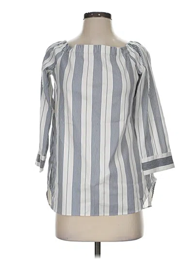 Pre-owned Lafayette 148 3/4 Sleeve Blouse In Gray
