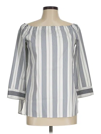 Pre-owned Lafayette 148 3/4 Sleeve Blouse In Gray