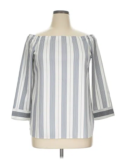 Pre-owned Lafayette 148 3/4 Sleeve Blouse In Gray
