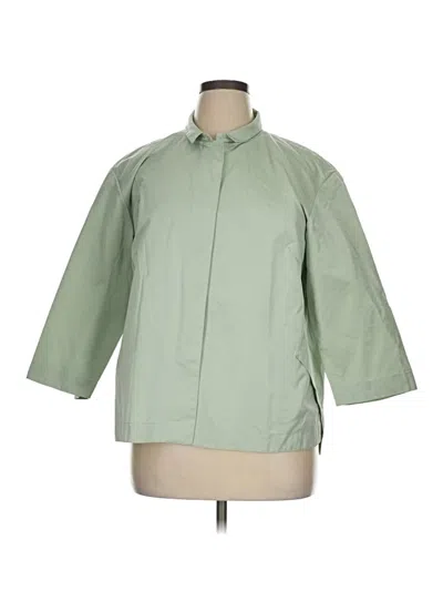 Pre-owned Lafayette 148 3/4 Sleeve Blouse In Green
