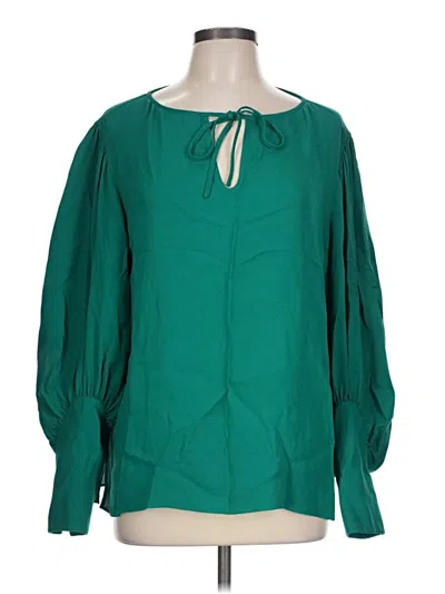 Pre-owned Lafayette 148 3/4 Sleeve Blouse In Green