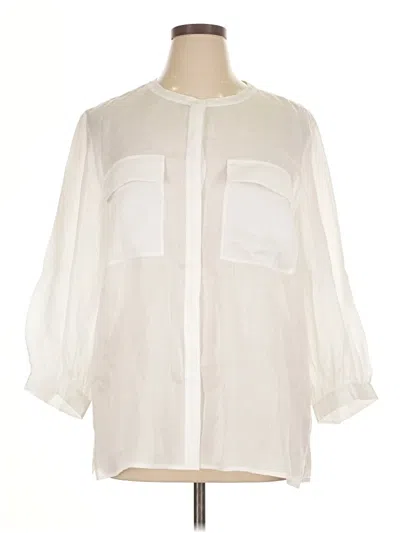 Pre-owned Lafayette 148 3/4 Sleeve Blouse In Ivory