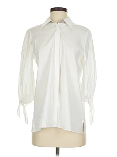 Pre-owned Lafayette 148 3/4 Sleeve Blouse In Ivory