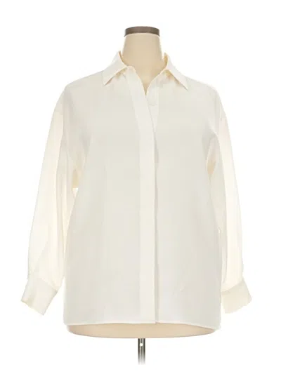 Pre-owned Lafayette 148 3/4 Sleeve Blouse In Ivory