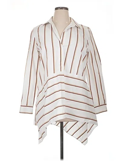 Pre-owned Lafayette 148 3/4 Sleeve Blouse In Ivory
