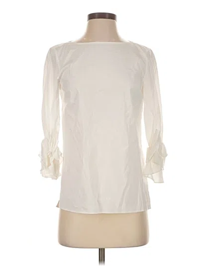 Pre-owned Lafayette 148 3/4 Sleeve Blouse In Ivory