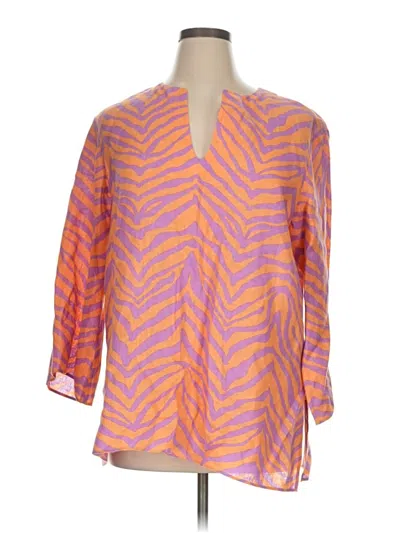 Pre-owned Lafayette 148 3/4 Sleeve Blouse In Orange