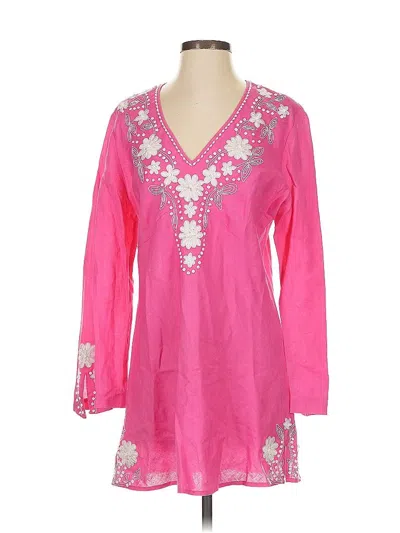 Pre-owned Lafayette 148 3/4 Sleeve Blouse In Pink