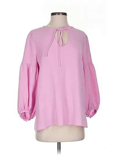 Pre-owned Lafayette 148 3/4 Sleeve Blouse In Pink