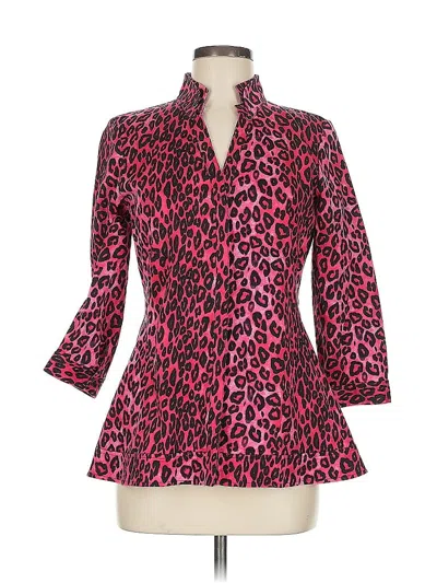 Pre-owned Lafayette 148 3/4 Sleeve Blouse In Pink