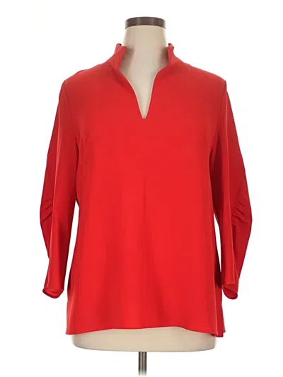 Pre-owned Lafayette 148 3/4 Sleeve Blouse In Red