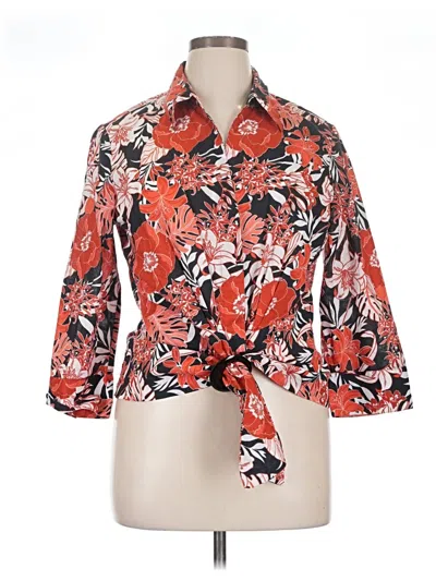 Pre-owned Lafayette 148 3/4 Sleeve Blouse In Red