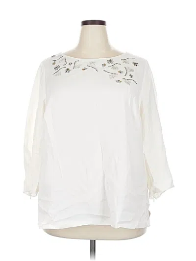 Pre-owned Lafayette 148 3/4 Sleeve Blouse In White