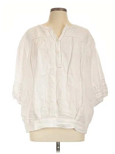 Pre-owned Lafayette 148 3/4 Sleeve Blouse In White