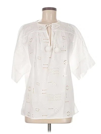 Pre-owned Lafayette 148 3/4 Sleeve Blouse In White