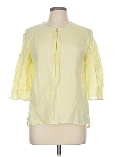 Pre-owned Lafayette 148 3/4 Sleeve Blouse In Yellow