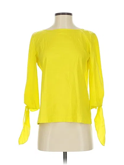 Pre-owned Lafayette 148 3/4 Sleeve Blouse In Yellow