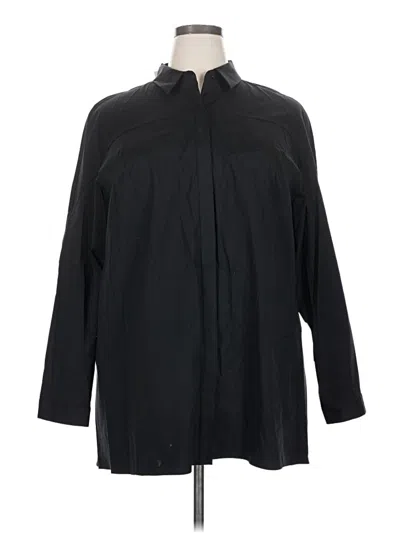 Pre-owned Lafayette 148 3/4 Sleeve Button Down Shirt In Black