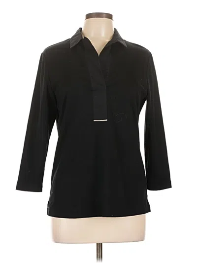 Pre-owned Lafayette 148 3/4 Sleeve Button Down Shirt In Black