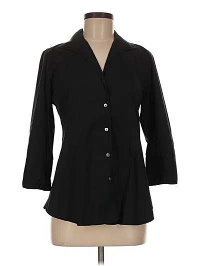 Pre-owned Lafayette 148 3/4 Sleeve Button Down Shirt In Black