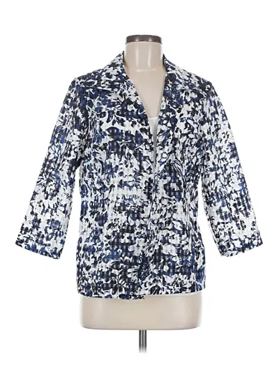 Pre-owned Lafayette 148 3/4 Sleeve Button Down Shirt In Blue