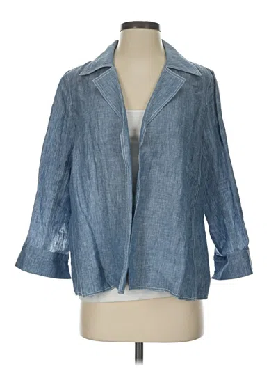 Pre-owned Lafayette 148 3/4 Sleeve Button Down Shirt In Blue