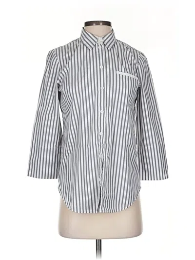 Pre-owned Lafayette 148 3/4 Sleeve Button Down Shirt In Gray