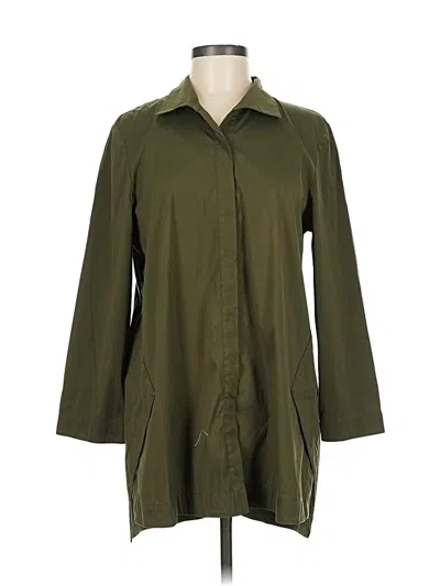 Pre-owned Lafayette 148 3/4 Sleeve Button Down Shirt In Green