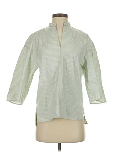 Pre-owned Lafayette 148 3/4 Sleeve Button Down Shirt In Green