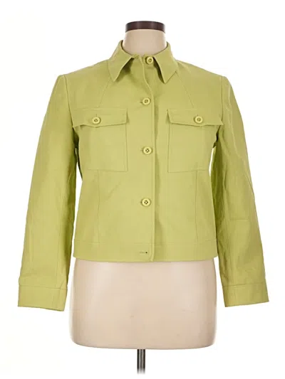 Pre-owned Lafayette 148 3/4 Sleeve Button Down Shirt In Green