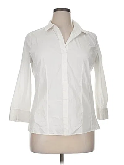 Pre-owned Lafayette 148 3/4 Sleeve Button Down Shirt In Ivory